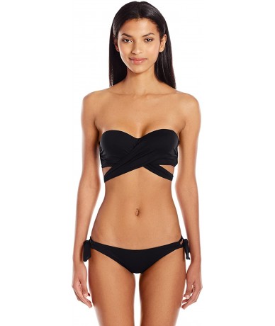 Bottoms Women's Loop Tie Side Hipster Bikini Bottom Swimsuit - Black - CA12N2D1Z56 $81.48