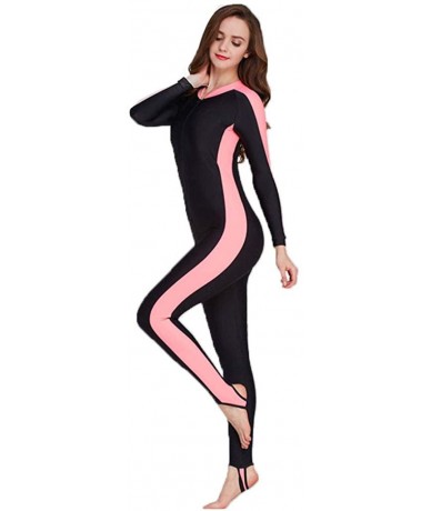 Racing Long Sleeve Surfing Swimsuit for Women 2020 Spring Summer Sunscreen Women's Cute Sporty Full Body Swimsuit 3pink - CW1...