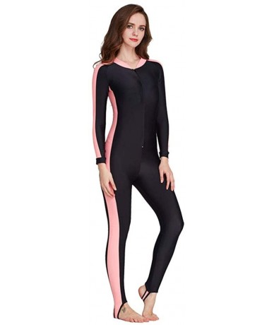 Racing Long Sleeve Surfing Swimsuit for Women 2020 Spring Summer Sunscreen Women's Cute Sporty Full Body Swimsuit 3pink - CW1...