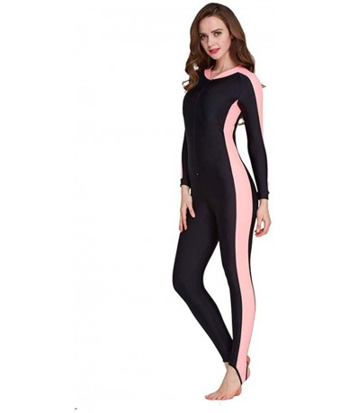 Racing Long Sleeve Surfing Swimsuit for Women 2020 Spring Summer Sunscreen Women's Cute Sporty Full Body Swimsuit 3pink - CW1...