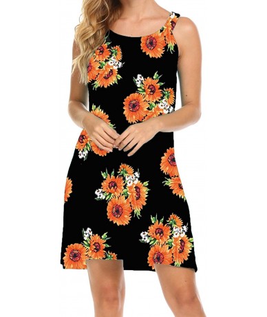 Cover-Ups Women's Beach Bathing Suit Swimsuit Cover Ups Swimwear Summer Halter Dress - Floral Orange - CD19C4RCRY4 $35.62