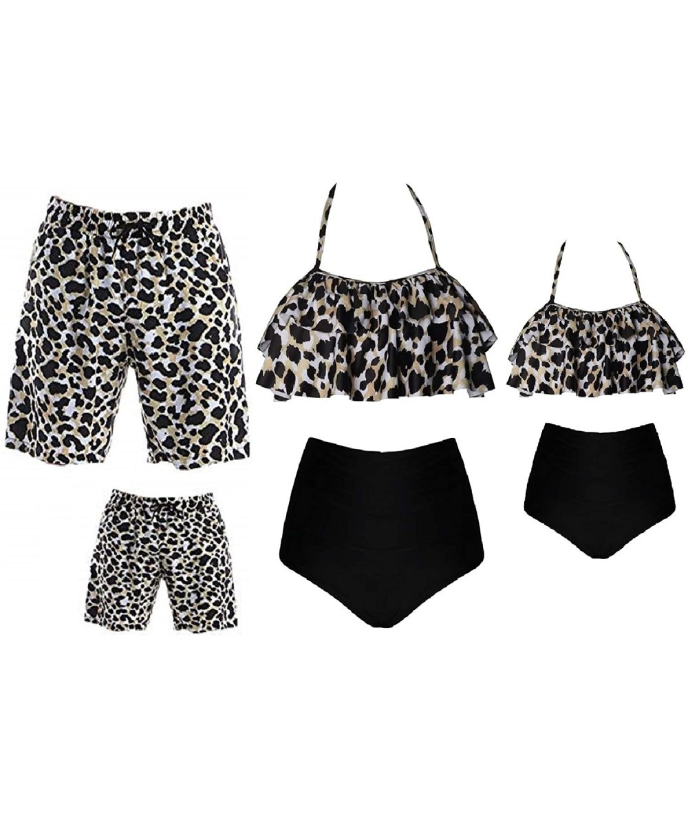 Briefs Matching Family Bathing Suits Two Pieces Bikini Set Mommy Daddy and Me Swimwear Summer Beach Leopard Swimsuits - Girl ...