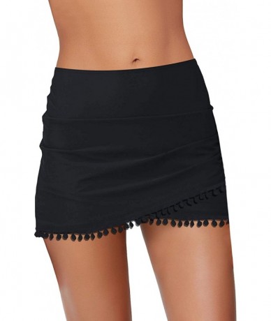 Sets Women's High Waisted Tulip Hem Swim Skirt Bikini Tankini Swimsuit Bottom - Black-2 - CB192S7N6R7 $44.16