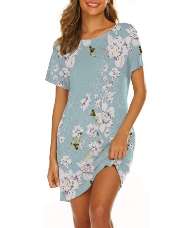 Cover-Ups Women's Casual Criss Cross Short Sleeve Beach Tunic T Shirt Dress with Pockets - Flower 4 - CZ18U2YM2NX $29.37