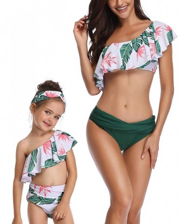 Sets Family Matching Mom Girls Bathing Suit Mommy and Me Swimsuit Swimwear Bikini Set - Green - CJ18M94H5C6 $28.60