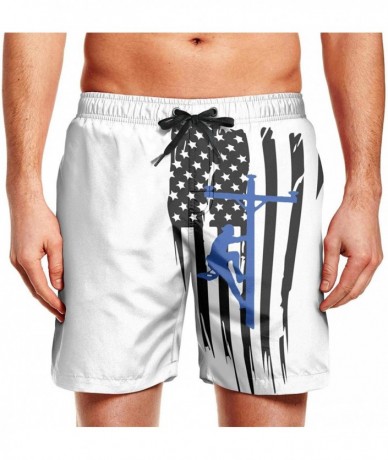 Board Shorts Men's Board Shorts Quick Dry Upside Down Pineapple Swim Board Trunks - American Flag Lineman - C818T2MD7Z5 $56.06