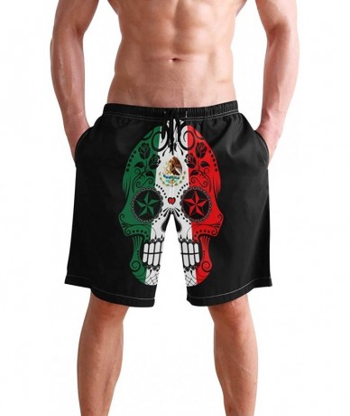 Board Shorts Men's Quick Dry Swim Trunks with Pockets Missouri Flag Beach Board Shorts Bathing Suits - Mexican Flag Sugar Sku...