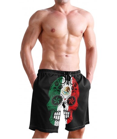 Board Shorts Men's Quick Dry Swim Trunks with Pockets Missouri Flag Beach Board Shorts Bathing Suits - Mexican Flag Sugar Sku...