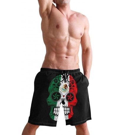 Board Shorts Men's Quick Dry Swim Trunks with Pockets Missouri Flag Beach Board Shorts Bathing Suits - Mexican Flag Sugar Sku...