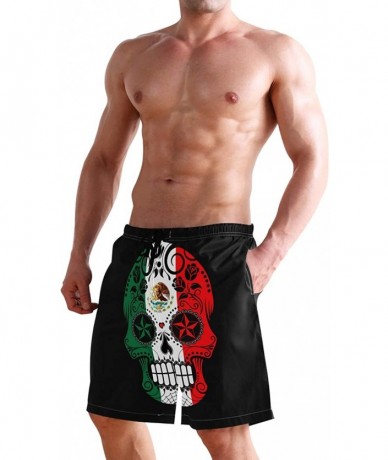 Board Shorts Men's Quick Dry Swim Trunks with Pockets Missouri Flag Beach Board Shorts Bathing Suits - Mexican Flag Sugar Sku...