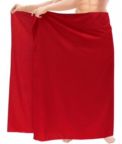 Cover-Ups Men's Plus Size Beach Sarong Cover Up Pareo Swimsuit Wrap Embroidered - Spooky Red_v479 - CI1820ERAHR $31.31