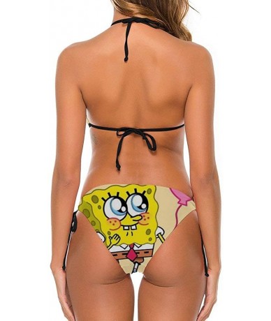 Sets Spongebob Takes BalloonWomen Two Piece Swimsuit High Waisted Off Shoulder Ruffled Tie Side Bottom Triangle Bikini Set - ...