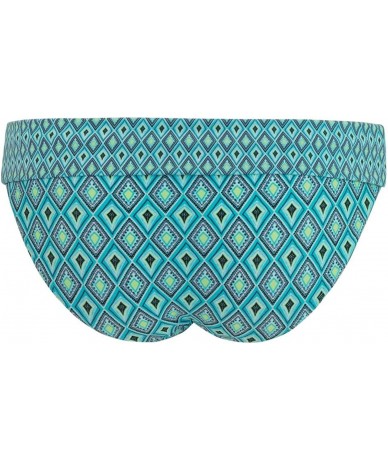 Bottoms Women's Revive Fold Over Brief Bikini Bottom - Aqua Print - C012N449ZBY $35.41