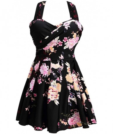 One-Pieces Women's Elegant Crossover One Piece Swimdress Floral Skirted Swimsuit(FBA) - Floral 37 - C818YYS6H2N $61.57