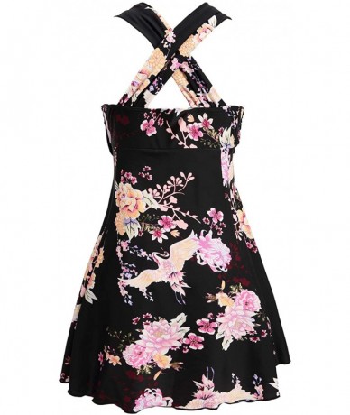 One-Pieces Women's Elegant Crossover One Piece Swimdress Floral Skirted Swimsuit(FBA) - Floral 37 - C818YYS6H2N $61.57