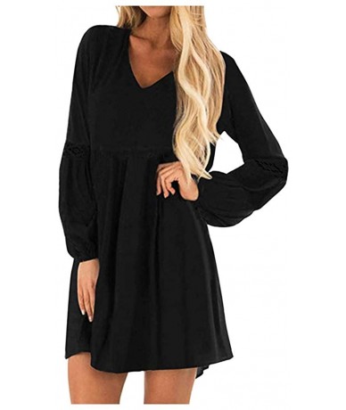 Cover-Ups Women's Flowy Sundress Flared Tunic Dress - D-black - CT193N2EK93 $33.89