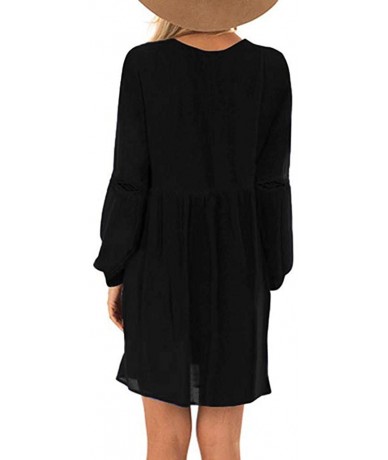 Cover-Ups Women's Flowy Sundress Flared Tunic Dress - D-black - CT193N2EK93 $33.89