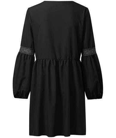 Cover-Ups Women's Flowy Sundress Flared Tunic Dress - D-black - CT193N2EK93 $33.89