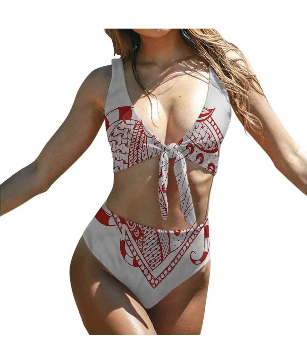 Sets Bikini Bathing Suits Colorful Print Swimsuit Padded Grunge Design Colorful - Multi 14 - CP190RO407I $78.47