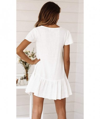 Cover-Ups Womens Bathing Suit Swimwear Beach Cover up Bikini Coverups Swimsuit Shirt Dress - Button-white - CB18TAD0ZTX $39.03