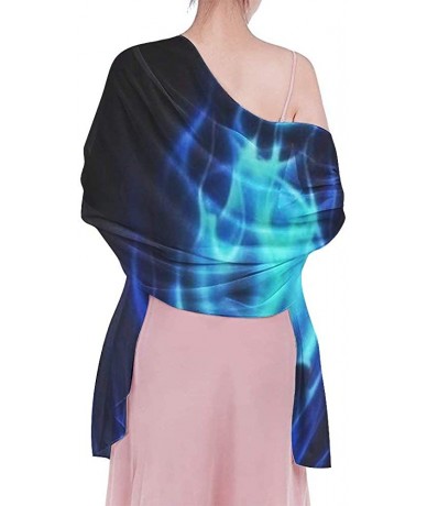 Cover-Ups Women Chiffon Scarf Summer Beach Wrap Skirt Swimwear Bikini Cover-up - Flaming Blue Cool Skull - C4190HIDAMK $43.57