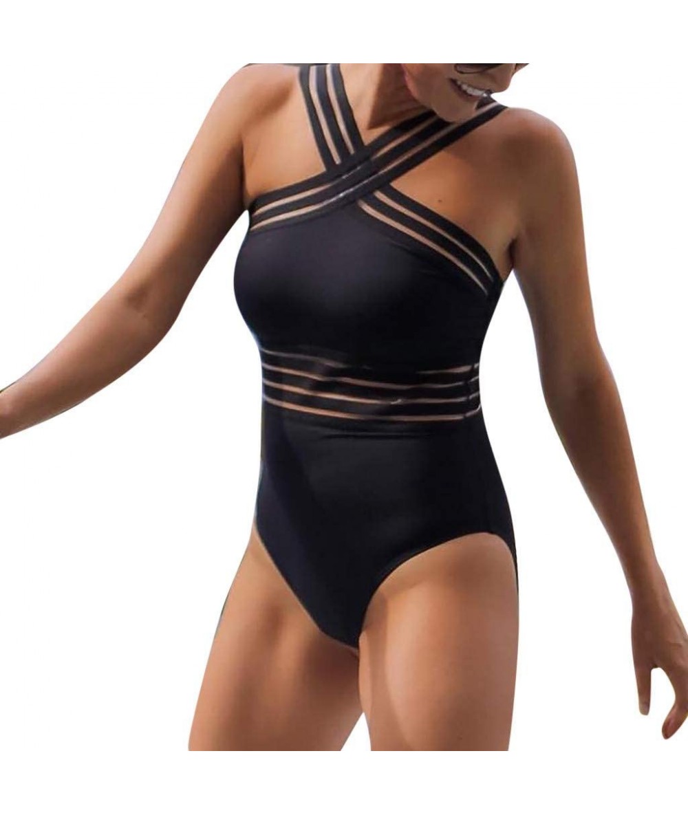 Cover-Ups Swimsuits for Women Tummy Control- Womens One Piece Swimsuit Push-Up Pad Monokinis Swimwear Bathing Suits - Black -...