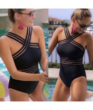 Cover-Ups Swimsuits for Women Tummy Control- Womens One Piece Swimsuit Push-Up Pad Monokinis Swimwear Bathing Suits - Black -...