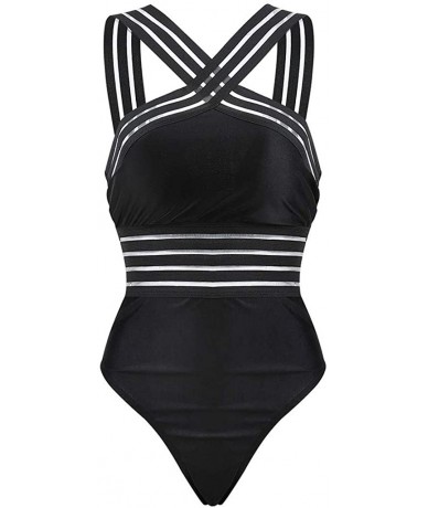 Cover-Ups Swimsuits for Women Tummy Control- Womens One Piece Swimsuit Push-Up Pad Monokinis Swimwear Bathing Suits - Black -...