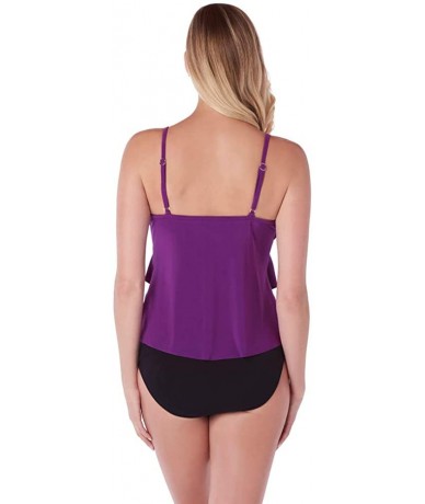 Tankinis Women's Swimwear Rita Ruffle Soft Cup Tankini Top with Adjustable Straps - Amethyst - CF18GESNK8G $57.59