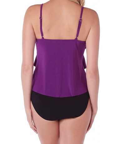 Tankinis Women's Swimwear Rita Ruffle Soft Cup Tankini Top with Adjustable Straps - Amethyst - CF18GESNK8G $57.59