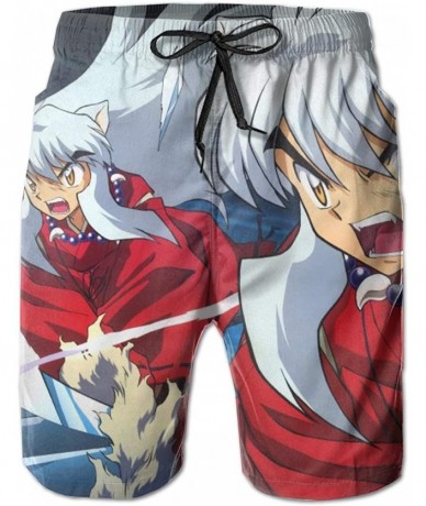 Trunks Inuyasha Mens Swim Trunks Quick Dry Swim Shorts - White - CF19E7I5GXN $57.95