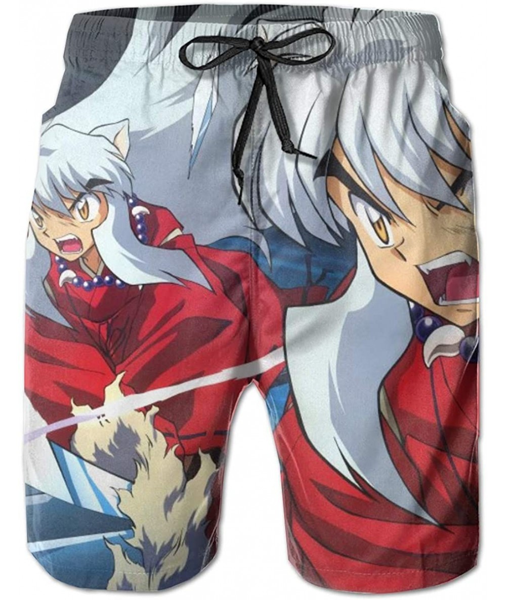 Trunks Inuyasha Mens Swim Trunks Quick Dry Swim Shorts - White - CF19E7I5GXN $57.95