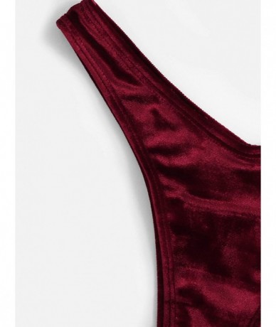 Sets Women's Sexy Triangle Bathing Two Pieces Swimsuit Bikini Set - Maroon-velvet - C418QGTMWDK $33.07