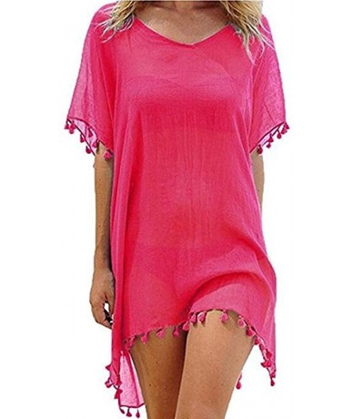 Cover-Ups Swimsuit Beach Cover Up - Women Bikini Swimwear Cover Ups Crochet Tassel Kaftan Chiffon Cover Ups for Bathing Suits...