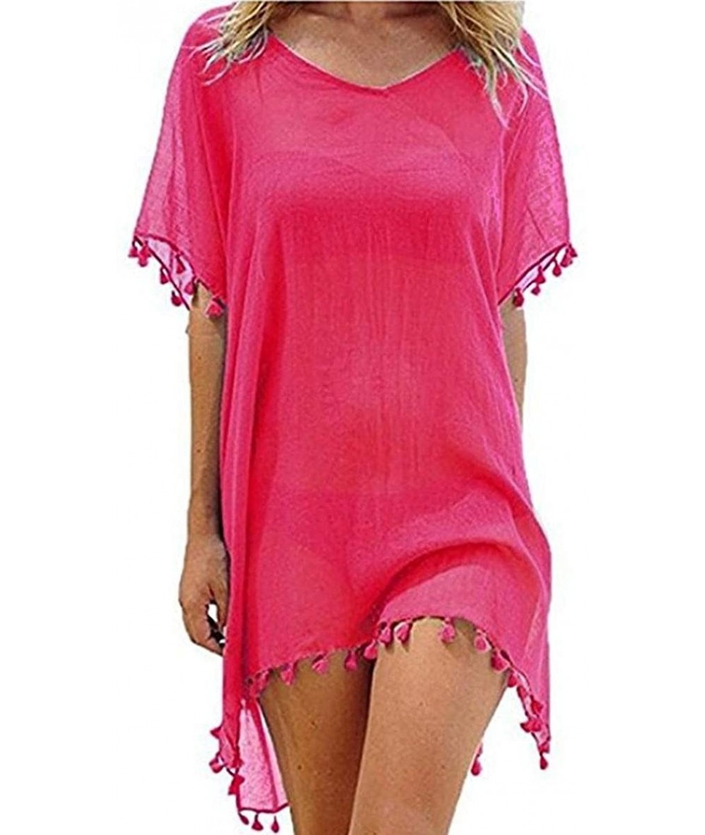 Cover-Ups Swimsuit Beach Cover Up - Women Bikini Swimwear Cover Ups Crochet Tassel Kaftan Chiffon Cover Ups for Bathing Suits...