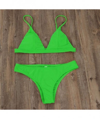 Tankinis Women Stripe Printing Padded Push up 2 Piece Bikini Sets Swimsuits - Green - CN196DH64YR $24.18