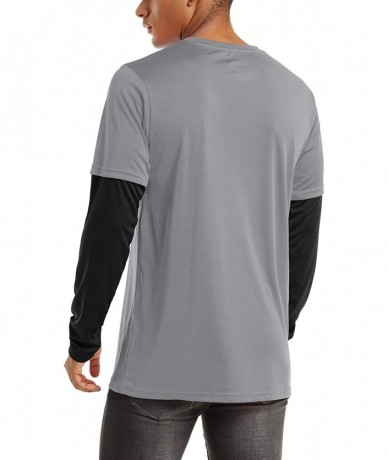 Rash Guards Men's UPF 50+ Hoodie T-Shirts Sun Protection Quick Dry Long Sleeve Rashguard - 209 Light Grey - C5199MOXEI3 $37.92