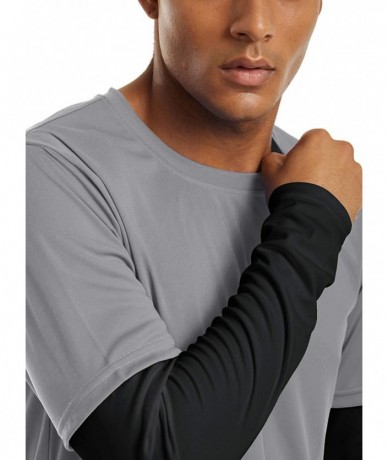 Rash Guards Men's UPF 50+ Hoodie T-Shirts Sun Protection Quick Dry Long Sleeve Rashguard - 209 Light Grey - C5199MOXEI3 $37.92