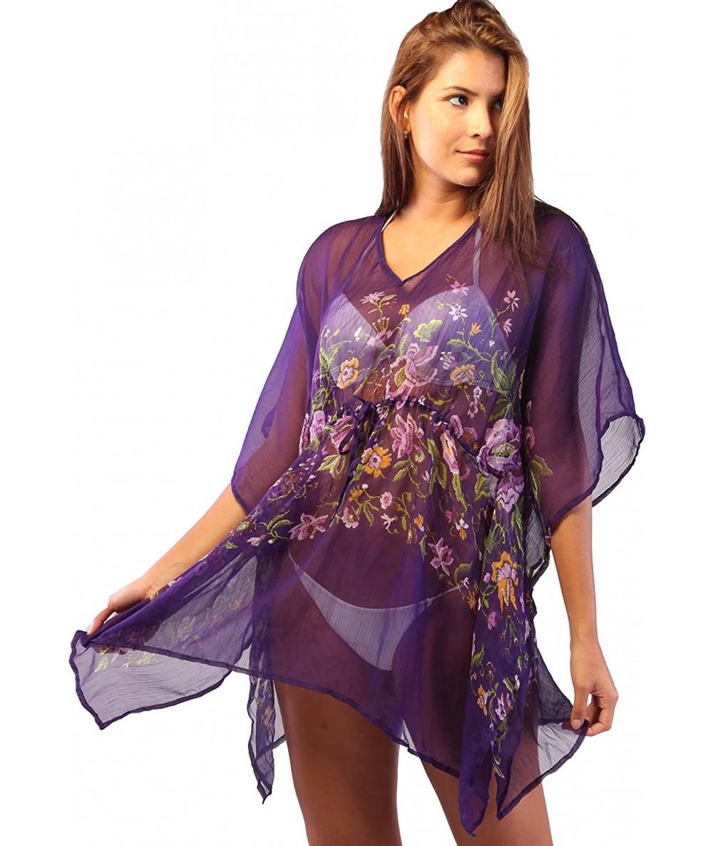 One-Pieces Swimsuit Cover up Poncho - Purple - CY125U71VBB $34.31