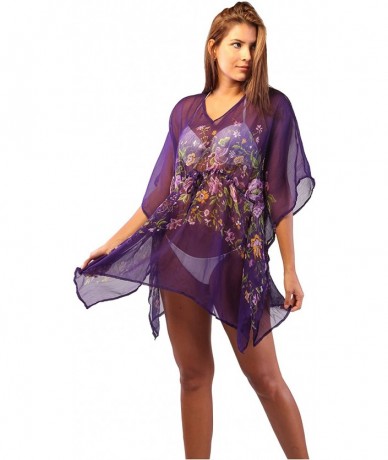 One-Pieces Swimsuit Cover up Poncho - Purple - CY125U71VBB $34.31