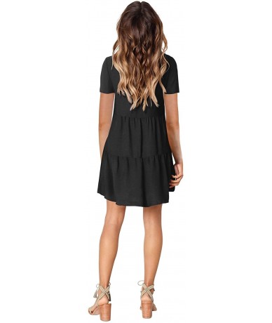 Cover-Ups Women Summer Tunic Dress V Neck Casual Loose Flowy Swing Shift Dresses - C-black - C2198XLZAC4 $48.44