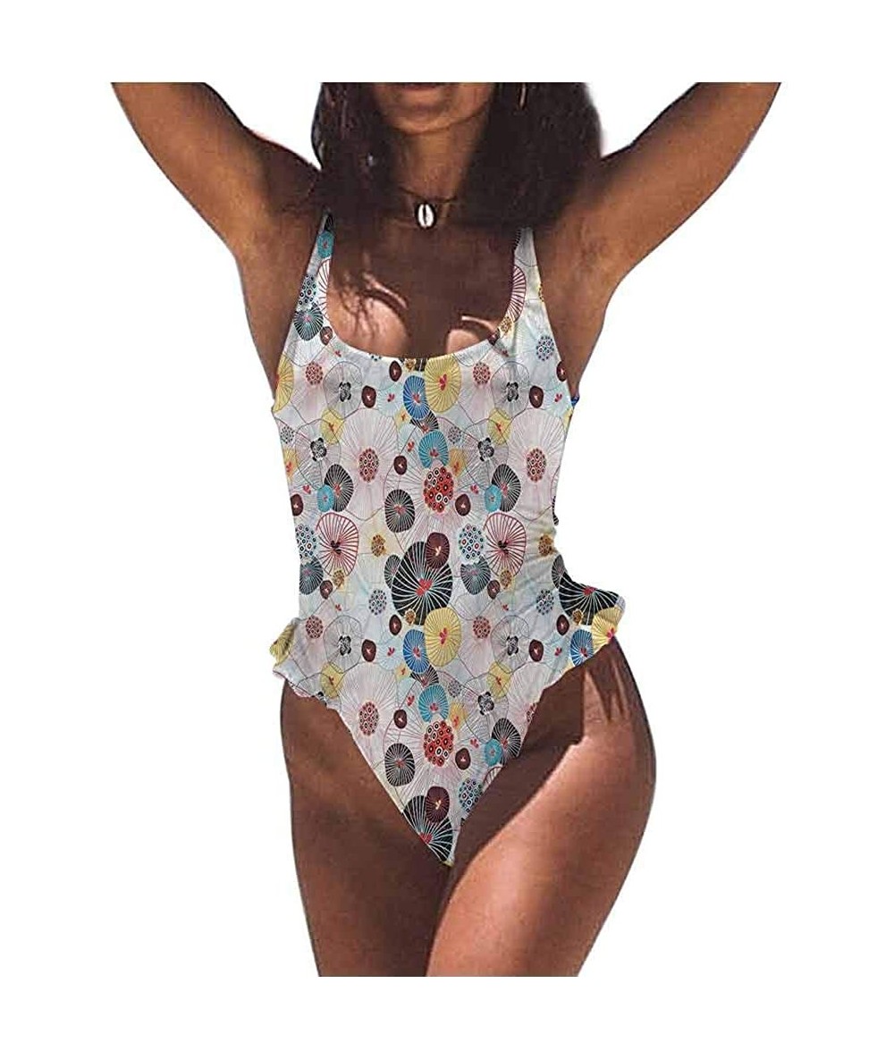 Bottoms Bikini Circle- Abstract Kiwi Design Zigzag Comfortable- Cute and Sexy - Multi 04-one-piece Swimsuit - CX19E70W03X $61.13