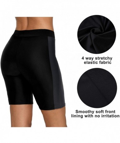 Bottoms Women's Boardshort Swim Bottom High Waisted Tankini Swimwear Shorts - Black-gray* - CC19D3SL4DW $34.14