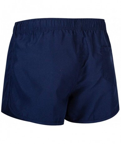 Board Shorts Mens Swim Trunks Beach Short Length Elastic Waist Mens Board Shorts Drawstring - Dark Blue - CN196UNTGZX $25.26