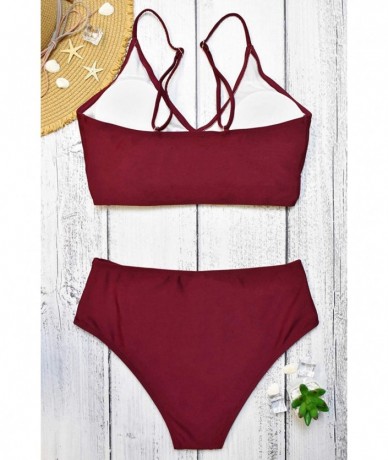 Sets Women Purple Tie at Side High Cut Bikini Set Beach Bathing Suit - Pink - CY196WE6QHR $44.72