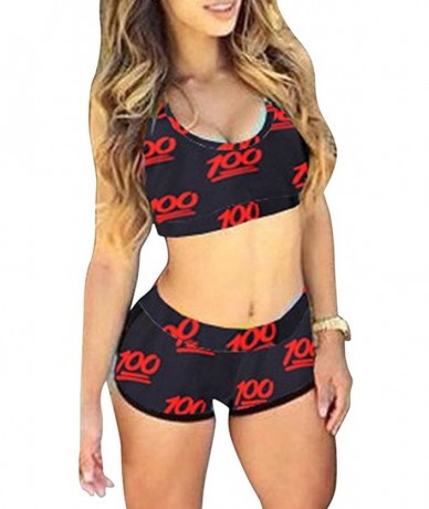 Sets Women's Sports Printed Bathing Swimsuits Short Bikini Female Swimwear. - Red - C117YA9YGNQ $34.40