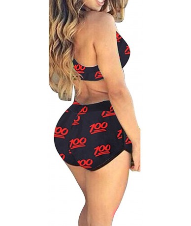 Sets Women's Sports Printed Bathing Swimsuits Short Bikini Female Swimwear. - Red - C117YA9YGNQ $34.40