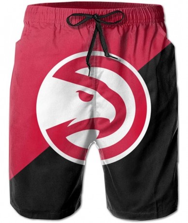 Board Shorts Mens Basketball Team Summer Beach Shorts Casual Drawstring Shorts with Elastic Waist and Pockets - Atlanta Hawks...