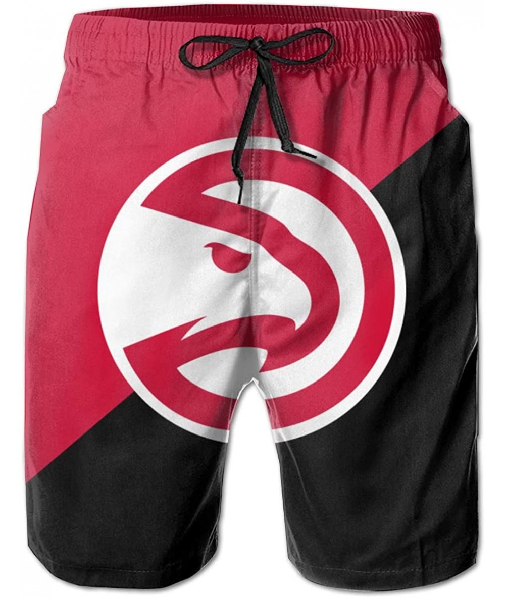 Board Shorts Mens Basketball Team Summer Beach Shorts Casual Drawstring Shorts with Elastic Waist and Pockets - Atlanta Hawks...