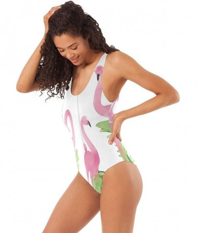 One-Pieces Womens Swimsuits Pink Flamingo Christmas Bathing Suits One Piece Tankini - As Picture 1 - CI18N6E3NO6 $39.38